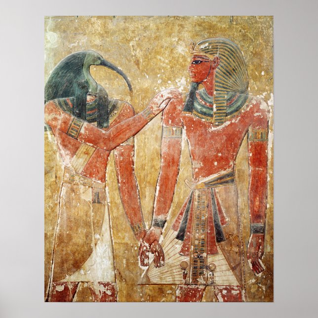 The god Thoth with Seti I  in the Tomb of Seti Poster (Front)