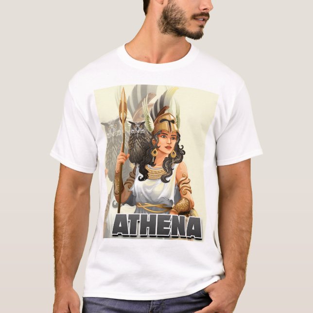 The Goddess Athena Unique Tattoo Design T-Shirt (Front)