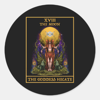 The Goddess Hecate Tarot Card Triple Moon Witch Wi Classic Round Sticker