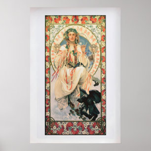The Goddess Slavia by Alphonse Mucha  Vintage Fine Poster