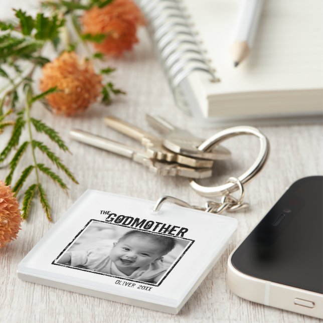 The GodMother | Personalised Photo and Name Key Ring (Front Right)