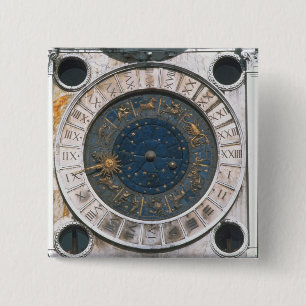 The gold and enamel clock face, design begun by Ma 15 Cm Square Badge
