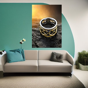 The gold and silver ring AI Art Poster