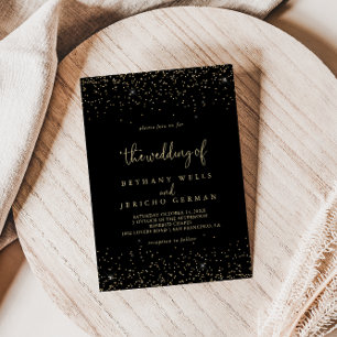 The Gold Confetti Calligraphy Script Wedding of  Invitation