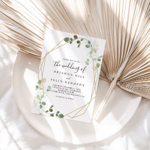 The Gold Confetti Eucalyptus Foliage Wedding of Invitation