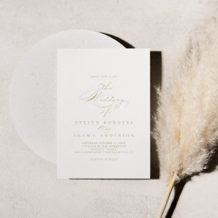 The Gold Elegant Calligraphy Wedding Of   Invitation