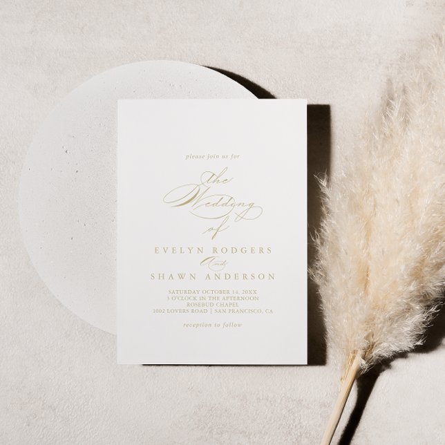 The Gold Elegant Calligraphy Wedding Of   Invitation (Creator Uploaded)