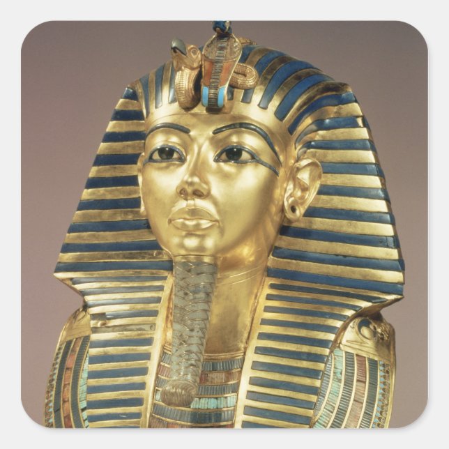 The gold funerary mask, from tomb of square sticker (Front)