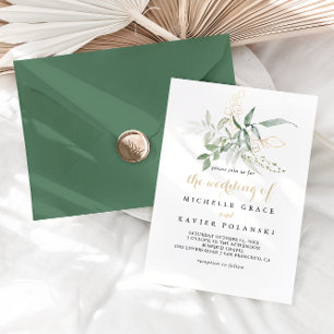 The Gold Green Foliage Wedding of  Invitation