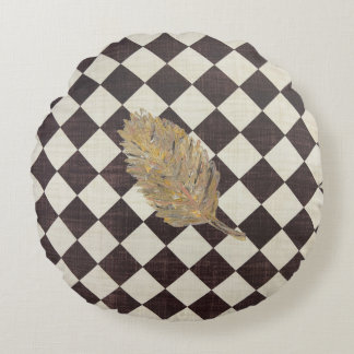 The Gold Leaf Diamond Round Throw Pillow