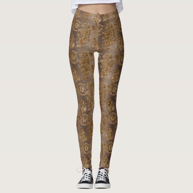 The Gold Velvet  Series Design 8  Leggings (Front)