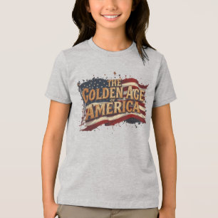 The Golden Age of America – Vintage USA Flag Tri-Blend Shirt