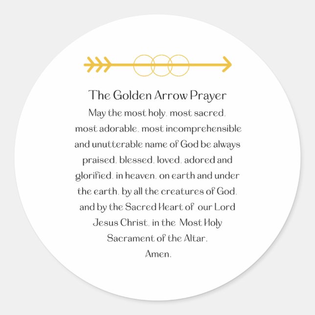 The Golden Arrow Prayer Round Sticker (Front)