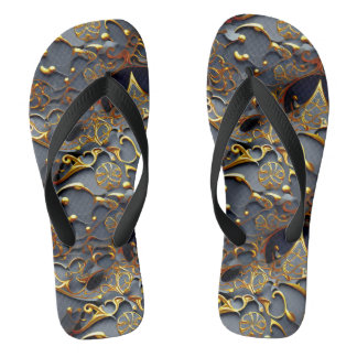 The Golden Black Arabesque Flip Flops