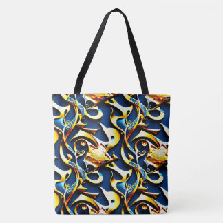 The Golden Blue Arabesque Tote Bag
