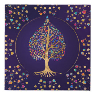 The Golden Bodhi tree - colourful leaves Faux Canvas Print