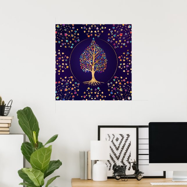 The Golden Bodhi tree - colourful leaves Poster (Home Office)
