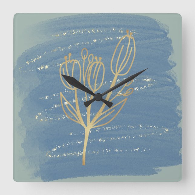The Golden Cactus 10.75"  Square Wall Clock (Front)