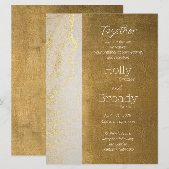 The Golden Day Flat Wedding Invitation (Front/Back)