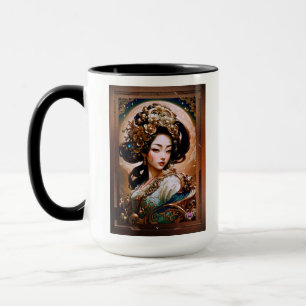 The Golden Dragon Geisha Girl AI Art by Xzendor7 Mug