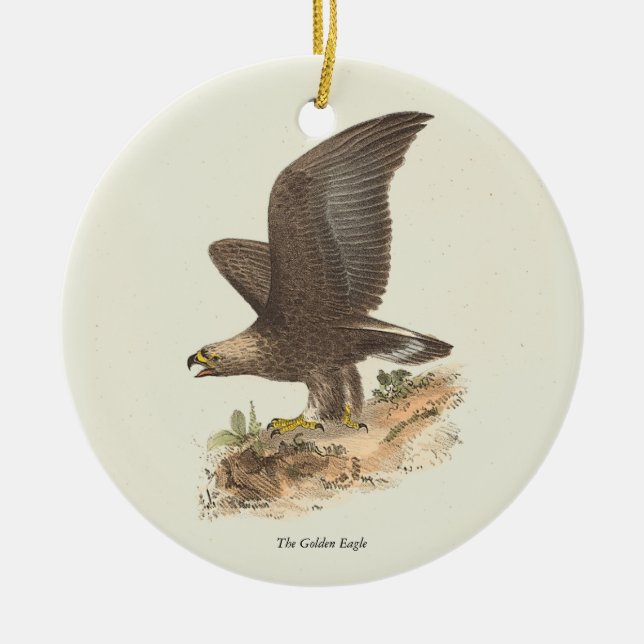 The Golden Eagle	(Aquila chrysaetos) NY Bird Image Ceramic Tree Decoration (Front)