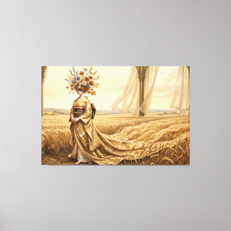 The Golden Echo: Surreal Botanical Spirit in the W Canvas Print