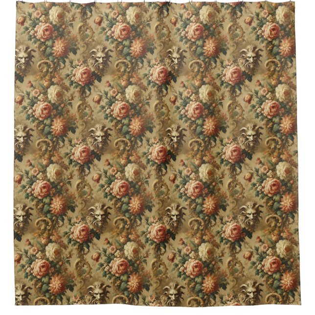 The Golden Fiend – Gothic Victorian Design Shower Curtain (Front)