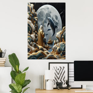 The Golden Fisherman's Lunar Catch Poster