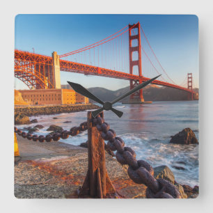 The Golden Gate Bridge From Fort Point Square Wall Clock
