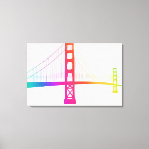 The Golden Gate Bridge Rainbow Style Canvas Print