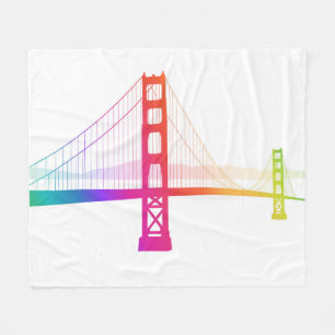 The Golden Gate Bridge Rainbow Style Fleece Blanket