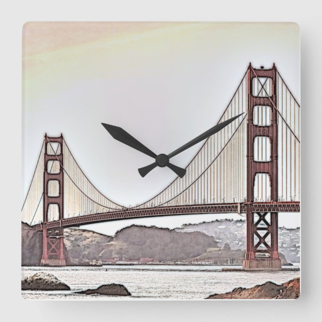 The Golden Gate Bridge - San Francisco, California Square Wall Clock (Front)