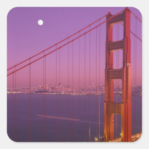 The Golden Gate Bridge shortly after sunset, Square Sticker