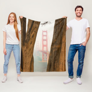 The Golden Gate Bridge Trees from Overlook View Fleece Blanket