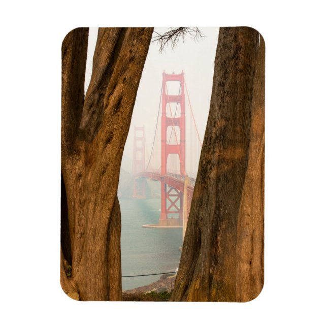 The Golden Gate Bridge | Trees from Overlook View Magnet (Vertical)