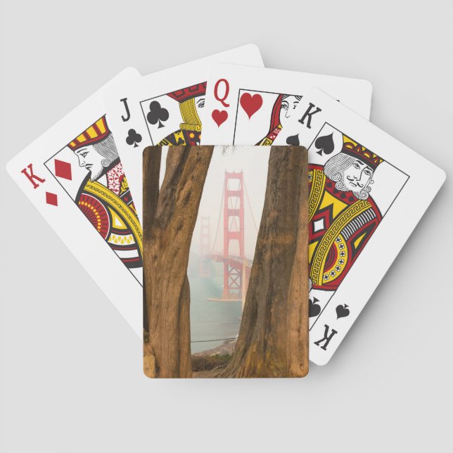 The Golden Gate Bridge | Trees from Overlook View Playing Cards (Back)
