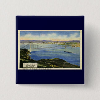 The Golden Gate Bridge Vintage Postcard 15 Cm Square Badge