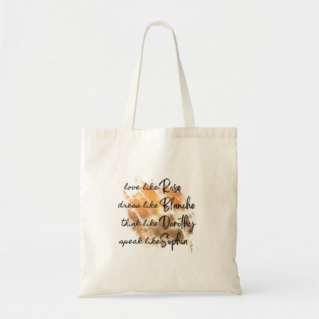 The Golden Girls Black and White Typography Gold  Tote Bag (Front)