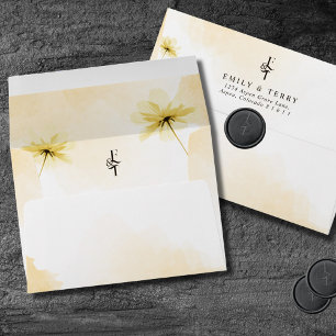 The Golden Hour Grace Floral & Monogram Wedding  Envelope