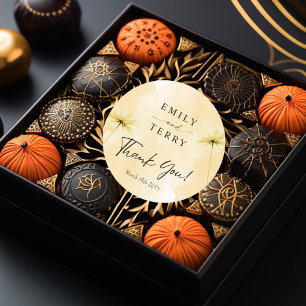 The Golden Hour Grace & Floral Wedding Thank You Classic Round Sticker