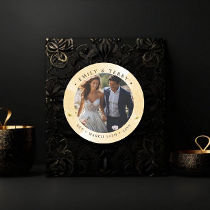 The Golden Hour Grace Photo & Floral Wedding Classic Round Sticker
