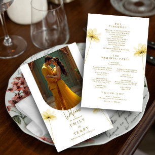 The Golden Hour Grace Photo Floral Wedding Program