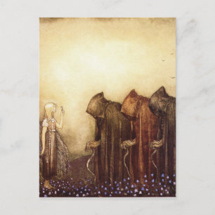 “The Golden Key” John Bauer Watercolor Postcard