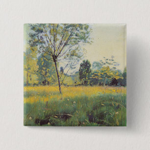The Golden Meadow (by Ferdinand Hodler) 15 Cm Square Badge