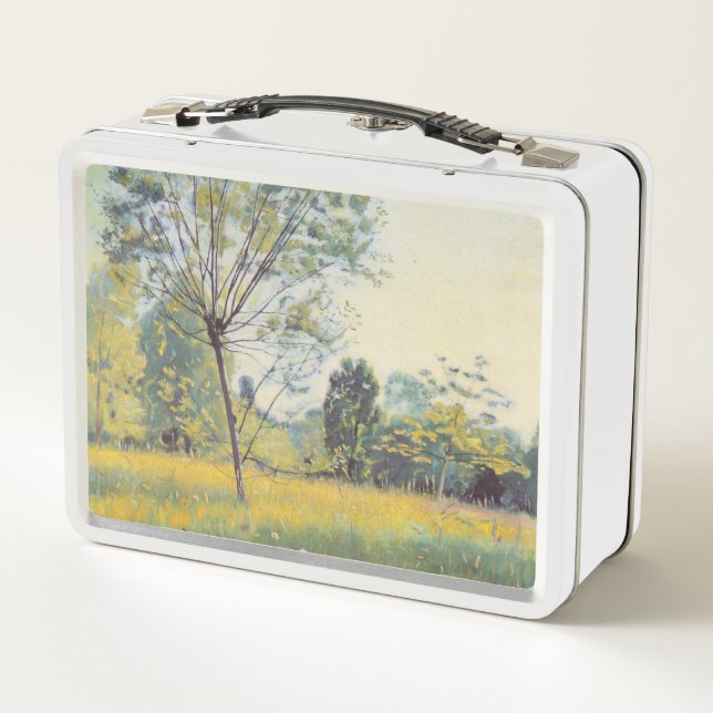 The Golden Meadow (by Ferdinand Hodler) Metal Lunch Box (Back)