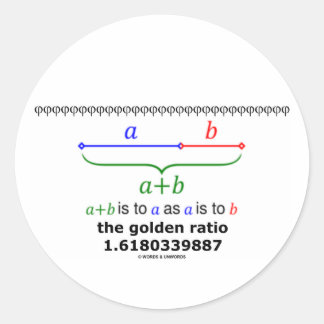 The Golden Ratio (Mathematics 1.6180339887) Classic Round Sticker