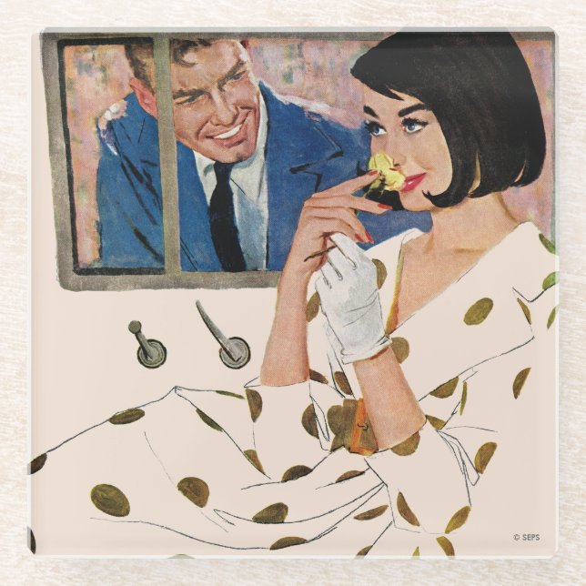 The Golden Rose Glass Coaster (Front)