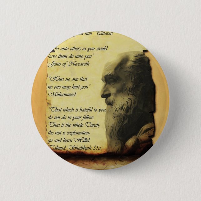 The Golden Rule according to three religions 6 Cm Round Badge (Front)