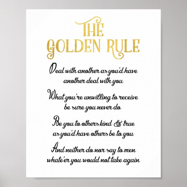 The Golden Rule Poster - Do Unto Others Proverb (Front)