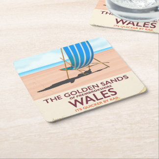 The Golden Sands of Pembrokeshire,Wales Square Paper Coaster